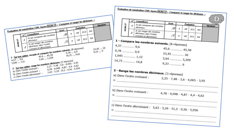 Comparer Et Ranger Des Nombres Décimaux Chez Monsieur Paul