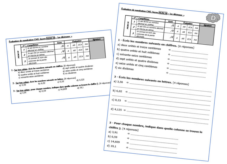 évaluation Nombres Décimaux Cm2 Avec Correction Les nombres décimaux - Chez Monsieur Paul